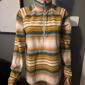 Eddie Bauer Multicolor Striped 3/4 Zip Flecce